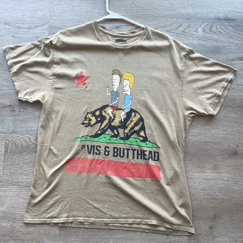 Mtv Beavis And Butthead California Bear Cartoon TV Movie Shirt L Ac/DC Metallica